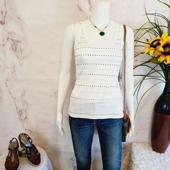 White House Black Market silver stud detail tank top - Picture 2 of 8